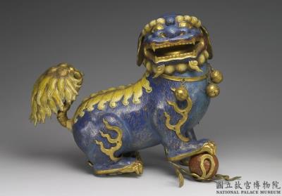 图片[2]-Pair of copper lions in cloisonne enamels, Qing dynasty (1644-1911)-China Archive